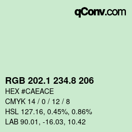Color code: RGB 202.1 234.8 206 | qconv.com