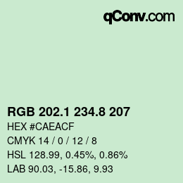 カラーコード: RGB 202.1 234.8 207 | qconv.com