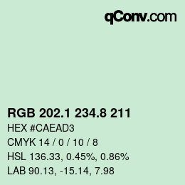 Color code: RGB 202.1 234.8 211 | qconv.com