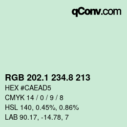 カラーコード: RGB 202.1 234.8 213 | qconv.com