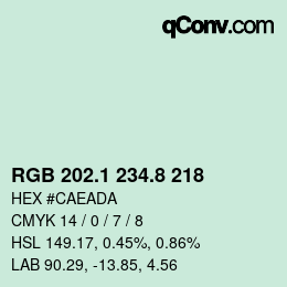 カラーコード: RGB 202.1 234.8 218 | qconv.com