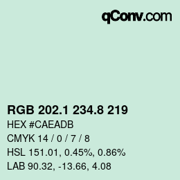 カラーコード: RGB 202.1 234.8 219 | qconv.com