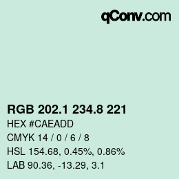 Color code: RGB 202.1 234.8 221 | qconv.com