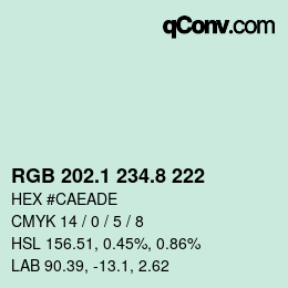 カラーコード: RGB 202.1 234.8 222 | qconv.com