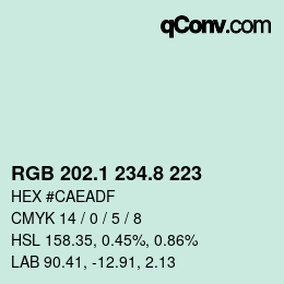 カラーコード: RGB 202.1 234.8 223 | qconv.com