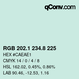Color code: RGB 202.1 234.8 225 | qconv.com