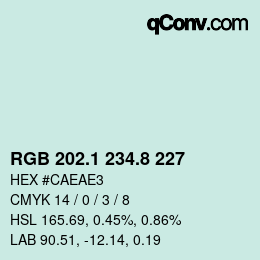 カラーコード: RGB 202.1 234.8 227 | qconv.com