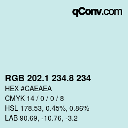 Farbcode: RGB 202.1 234.8 234 | qconv.com