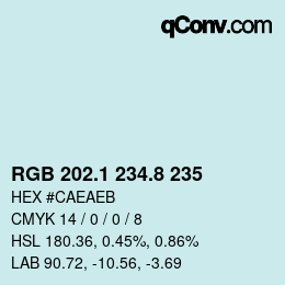 Color code: RGB 202.1 234.8 235 | qconv.com