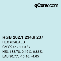 カラーコード: RGB 202.1 234.8 237 | qconv.com