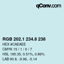 カラーコード: RGB 202.1 234.8 238 | qconv.com
