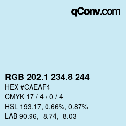 カラーコード: RGB 202.1 234.8 244 | qconv.com