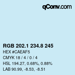 カラーコード: RGB 202.1 234.8 245 | qconv.com