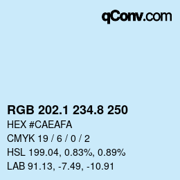 Color code: RGB 202.1 234.8 250 | qconv.com