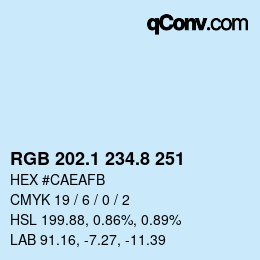 Color code: RGB 202.1 234.8 251 | qconv.com