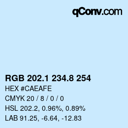 Color code: RGB 202.1 234.8 254 | qconv.com