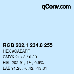 Farbcode: RGB 202.1 234.8 255 | qconv.com