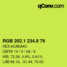 カラーコード: RGB 202.1 234.8 76 | qconv.com