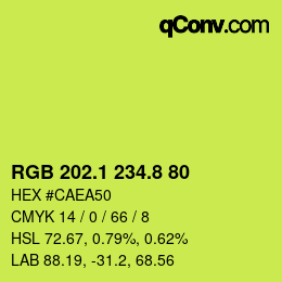 カラーコード: RGB 202.1 234.8 80 | qconv.com