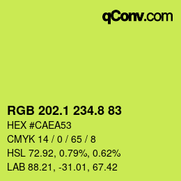 カラーコード: RGB 202.1 234.8 83 | qconv.com