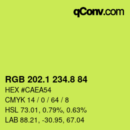 カラーコード: RGB 202.1 234.8 84 | qconv.com