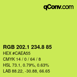 カラーコード: RGB 202.1 234.8 85 | qconv.com