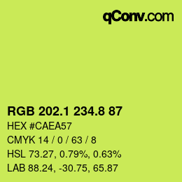 カラーコード: RGB 202.1 234.8 87 | qconv.com
