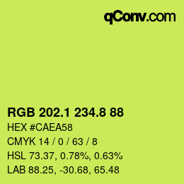 カラーコード: RGB 202.1 234.8 88 | qconv.com