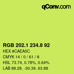 カラーコード: RGB 202.1 234.8 92 | qconv.com
