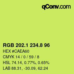 カラーコード: RGB 202.1 234.8 96 | qconv.com