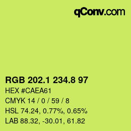 カラーコード: RGB 202.1 234.8 97 | qconv.com