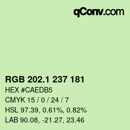 カラーコード: RGB 202.1 237 181 | qconv.com
