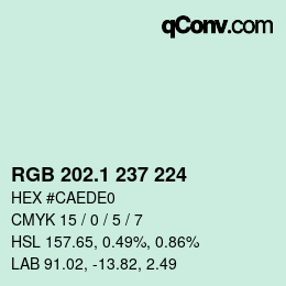 カラーコード: RGB 202.1 237 224 | qconv.com