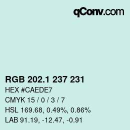 Color code: RGB 202.1 237 231 | qconv.com
