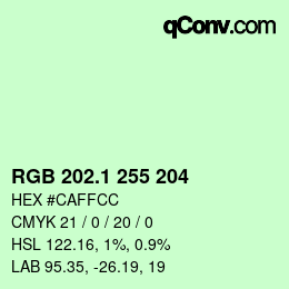 カラーコード: RGB 202.1 255 204 | qconv.com