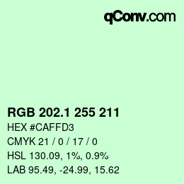 カラーコード: RGB 202.1 255 211 | qconv.com