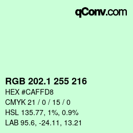 カラーコード: RGB 202.1 255 216 | qconv.com