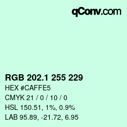 カラーコード: RGB 202.1 255 229 | qconv.com