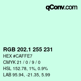 カラーコード: RGB 202.1 255 231 | qconv.com