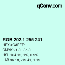 カラーコード: RGB 202.1 255 241 | qconv.com