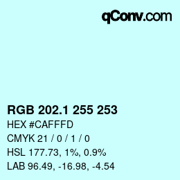 カラーコード: RGB 202.1 255 253 | qconv.com
