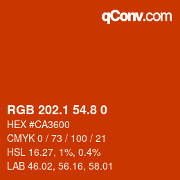 Color code: RGB 202.1 54.8 0 | qconv.com