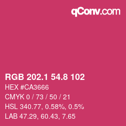 カラーコード: RGB 202.1 54.8 102 | qconv.com