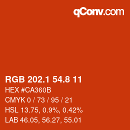 カラーコード: RGB 202.1 54.8 11 | qconv.com