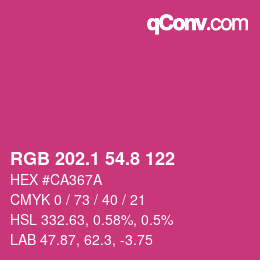 カラーコード: RGB 202.1 54.8 122 | qconv.com