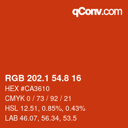カラーコード: RGB 202.1 54.8 16 | qconv.com