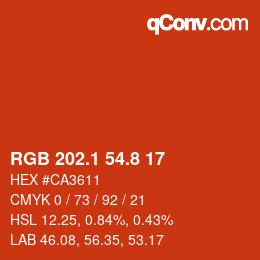 カラーコード: RGB 202.1 54.8 17 | qconv.com