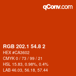 カラーコード: RGB 202.1 54.8 2 | qconv.com