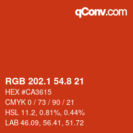 カラーコード: RGB 202.1 54.8 21 | qconv.com