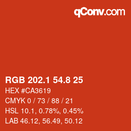 カラーコード: RGB 202.1 54.8 25 | qconv.com